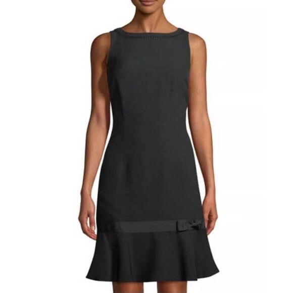 Karl Lagerfeld Bateau Neckline Mini Little Black Dress Party Cocktail NWT Sz 4 - Picture 1 of 6